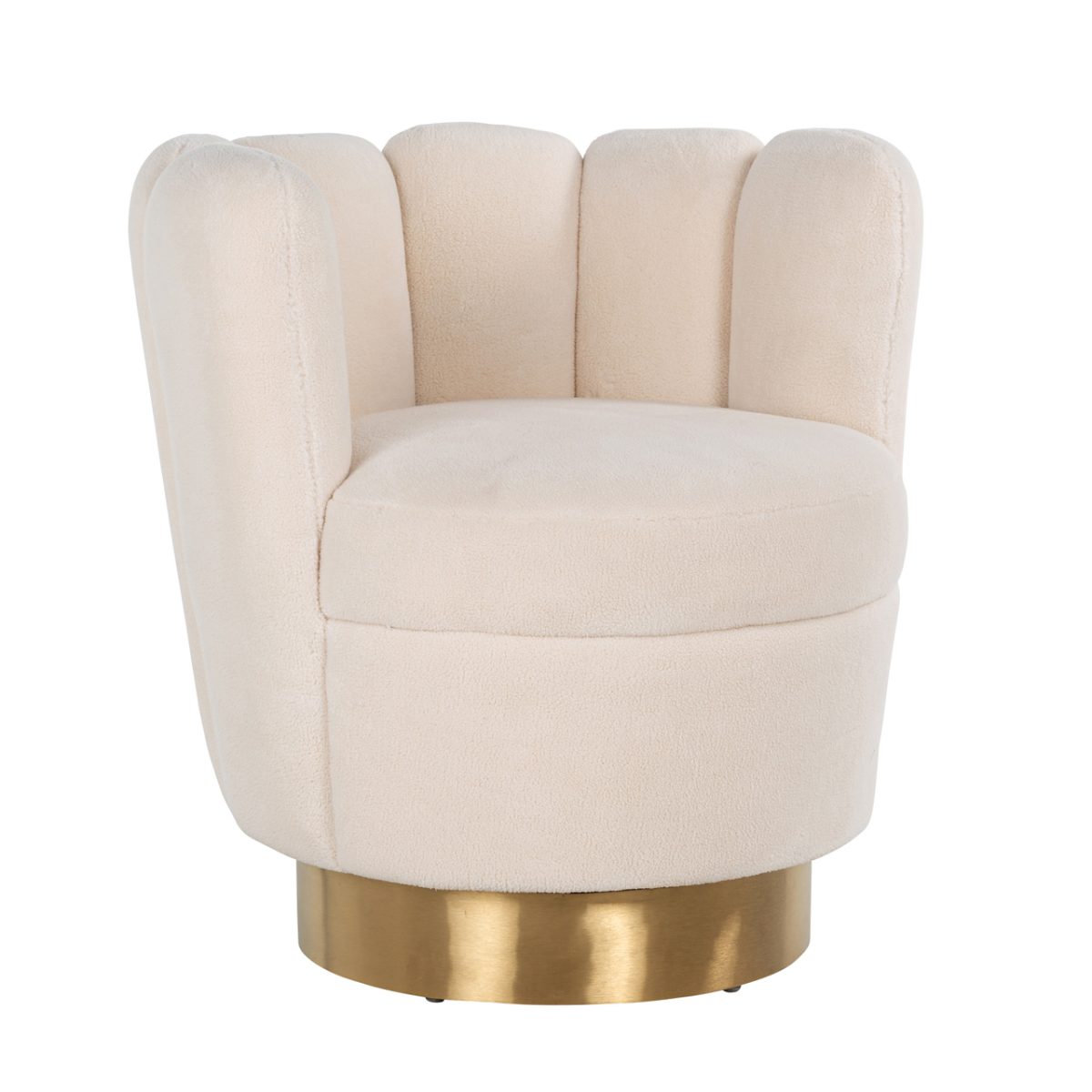S4487 WHITE - Fauteuil Mayfair White teddy / Brushed gold ()