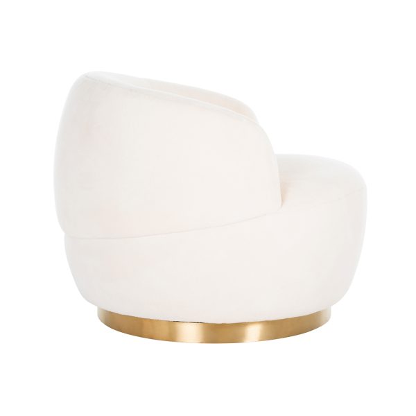 S4489 WHITE - Draaifauteuil Teddy White teddy / Brushed gold