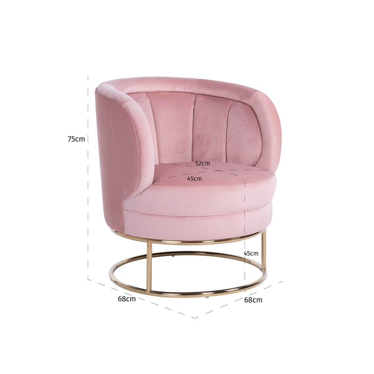 S4499 PINK VELVET - Fauteuil Felicia Pink velvet / gold (Quartz Pink 700)