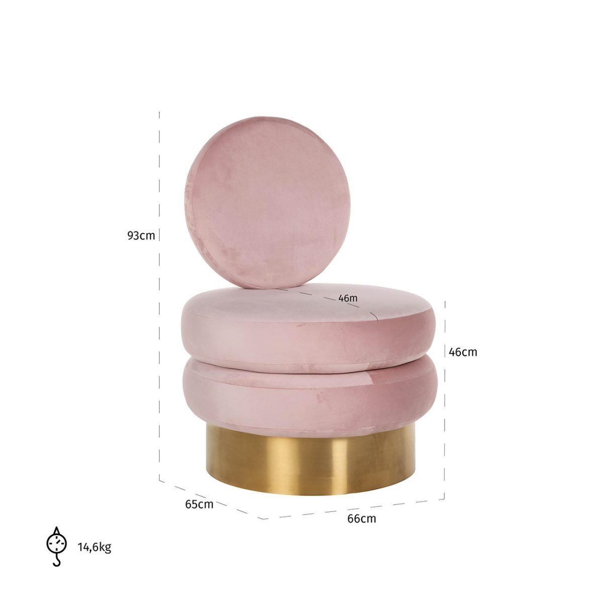 S4490 PINK VELVET - Fauteuil Balou Pink Velvet / gold (Quartz Pink 700)