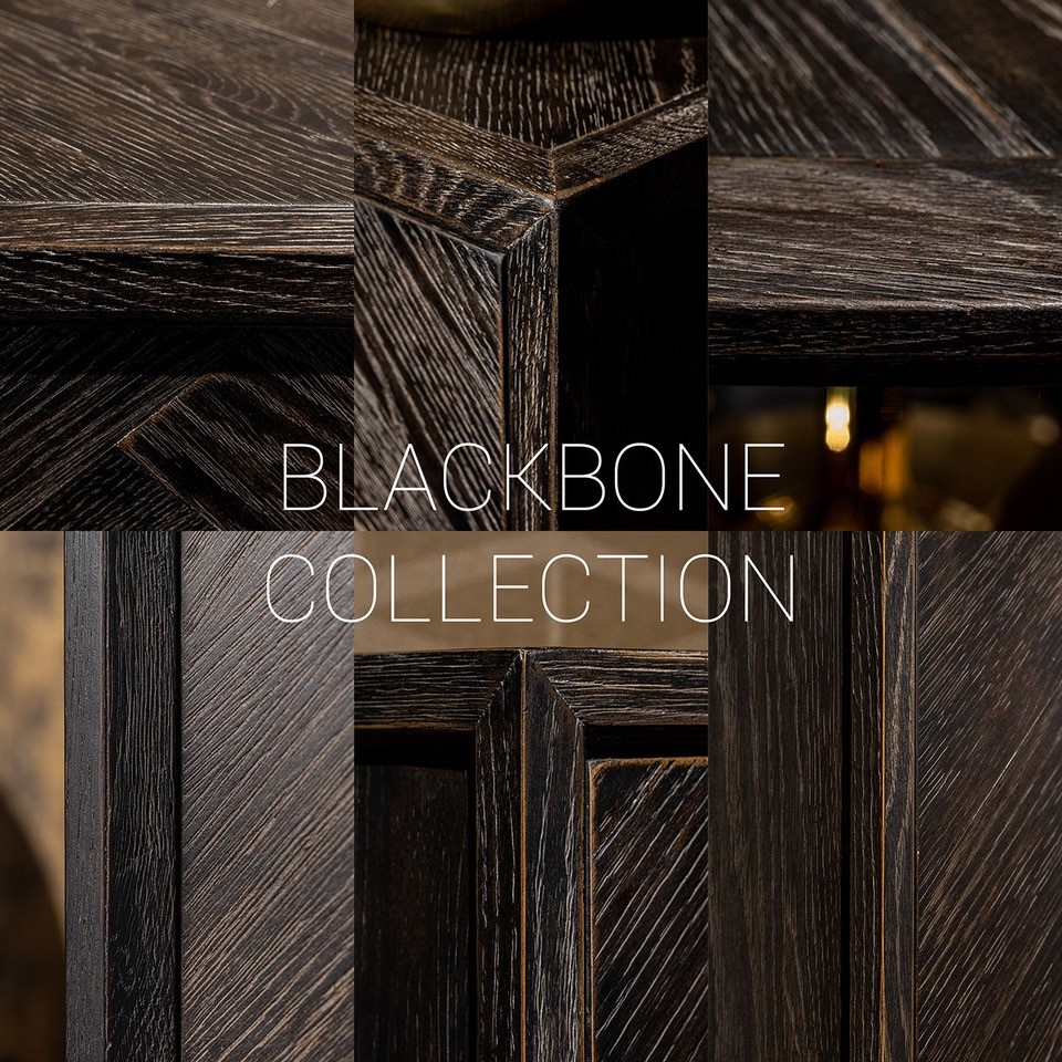 7400 - Linnenkast Blackbone silver 2-deuren 2-laden (Black rustic)