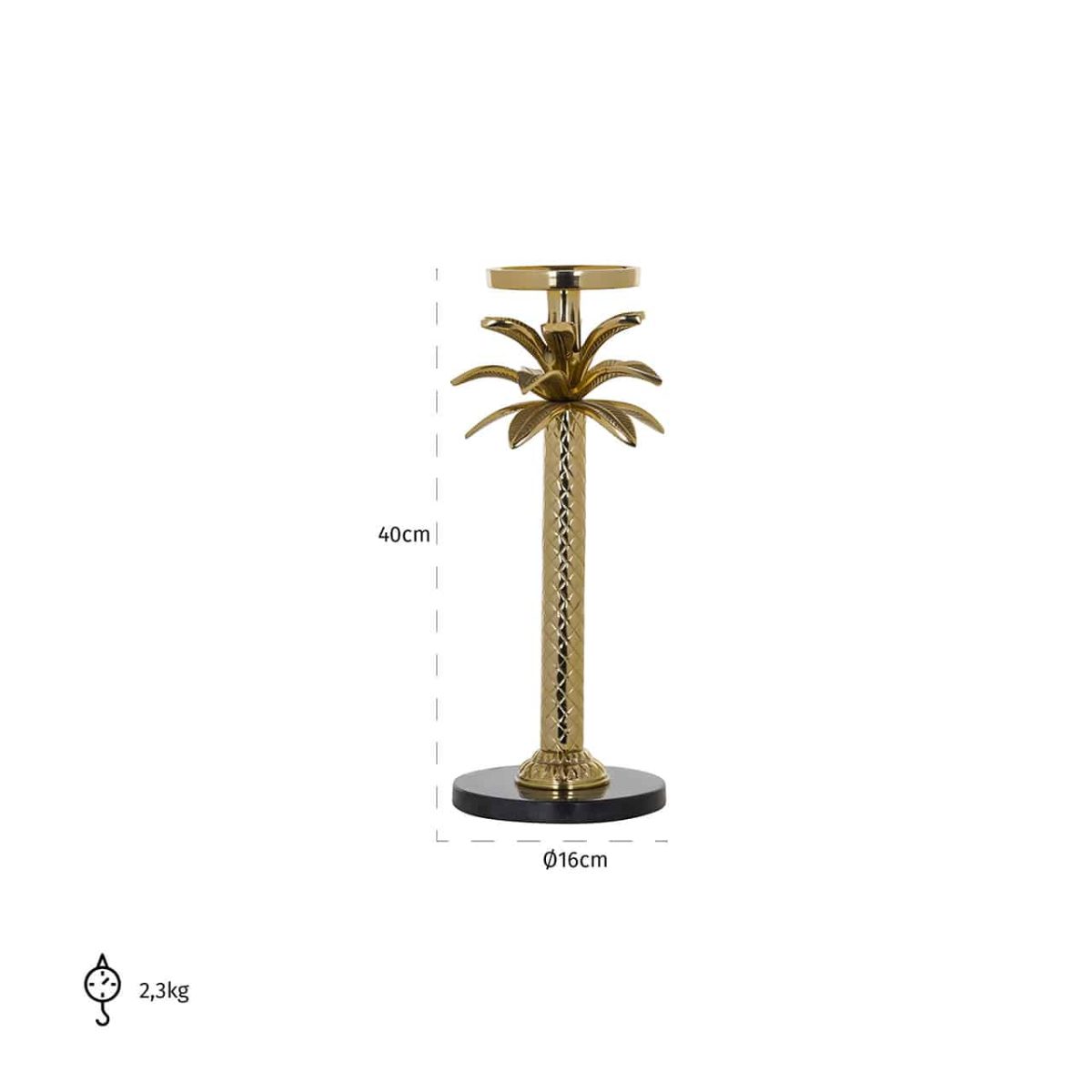 -KA-0141 - Kandelaar Dewi palm klein (Gold)
