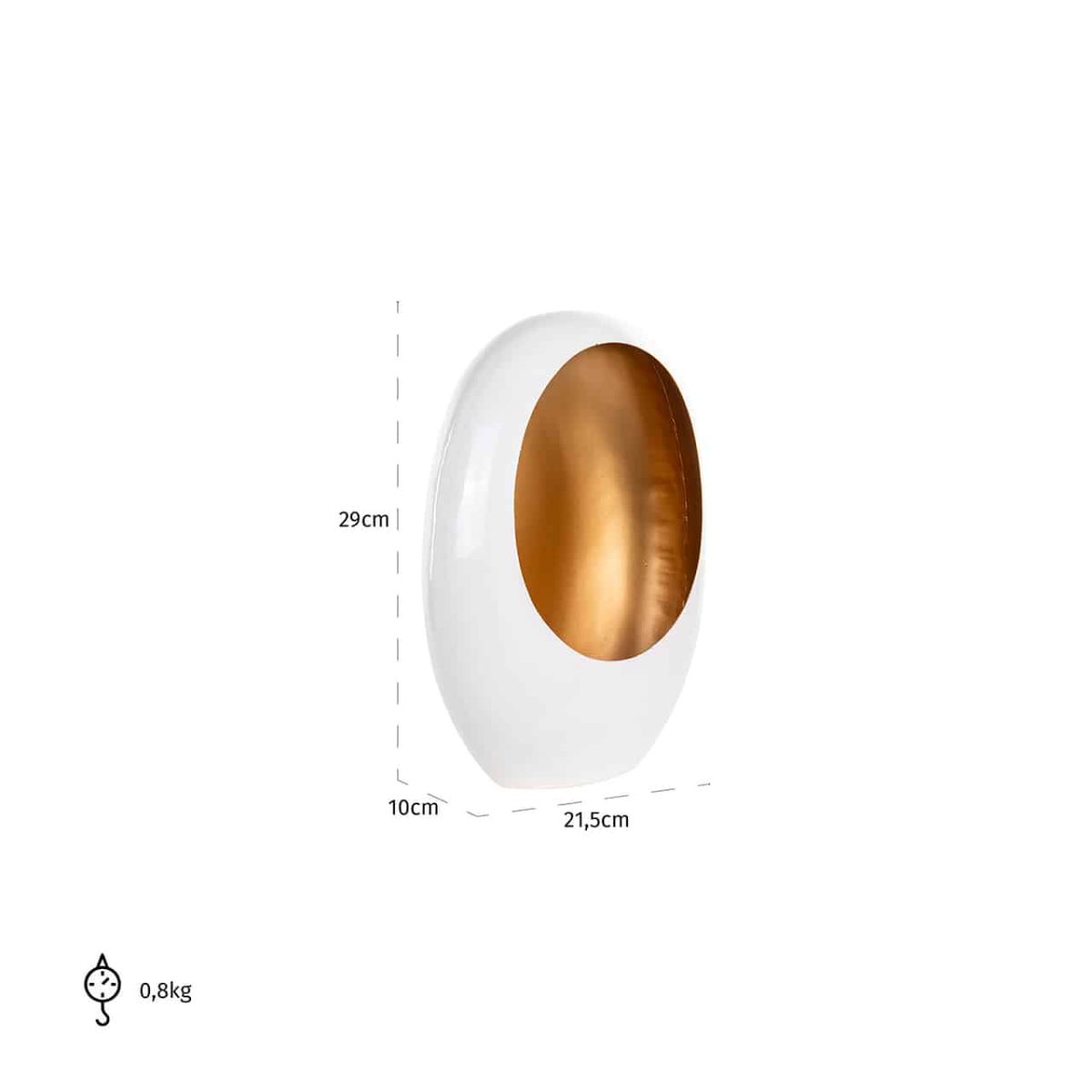 -KA-0143 - Kandelaar Silas ivoor goud klein (Ivoor)